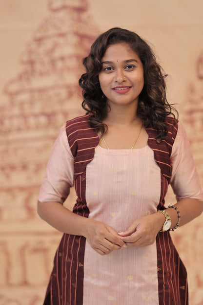 RAW SILK KURTI - WINE PEACH