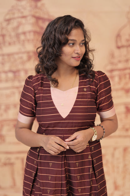 RAW SILK GOWN - WINE PEACH