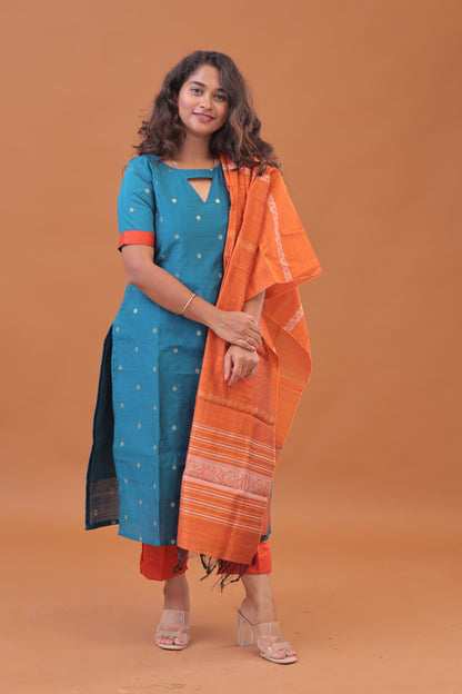 RAW SILK -TEAL GREEN SUIT