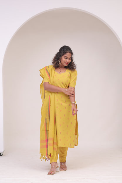 Poonguzhali-3 pc cotton sets - YELLOW