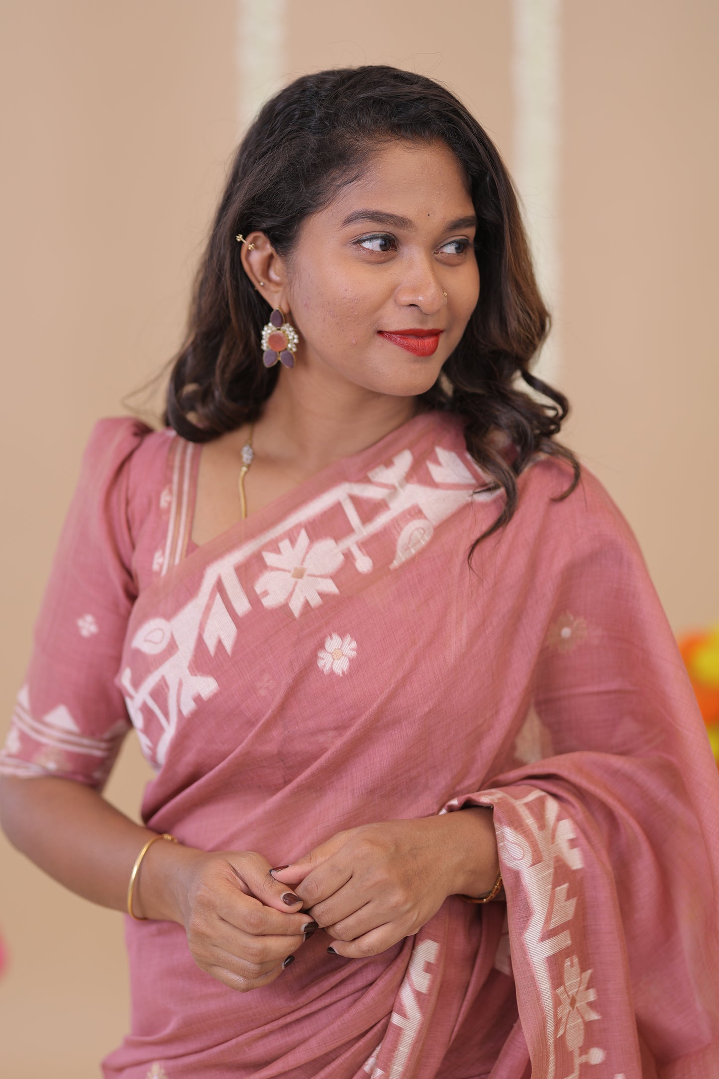 BOSSY GIRL-SAREE06-PEACH