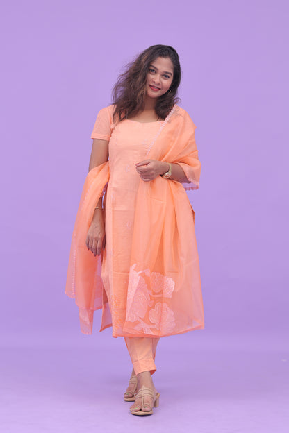 Orange-organza applique set