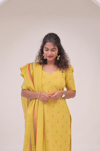 Poonguzhali-3 pc cotton sets - YELLOW