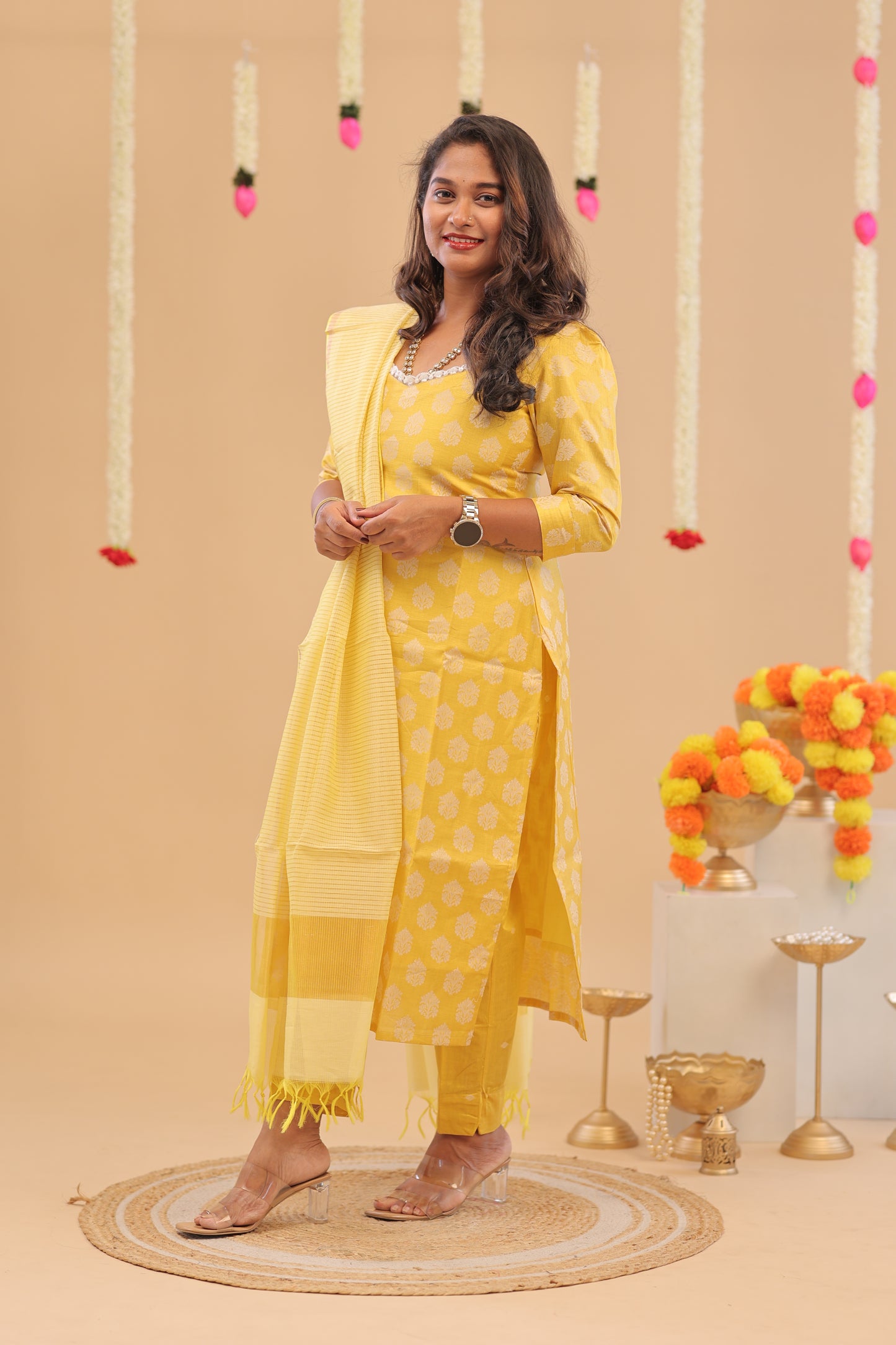PREMIUM-YELLOW RAW SILK SUIT