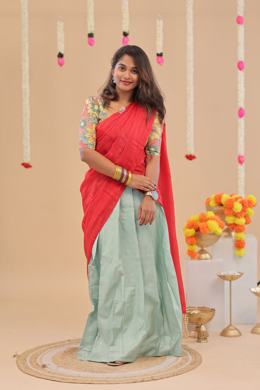 HALF SAREE-RED