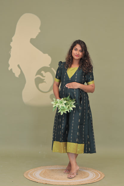 EMERALD HEART-RAW SILK GOWN