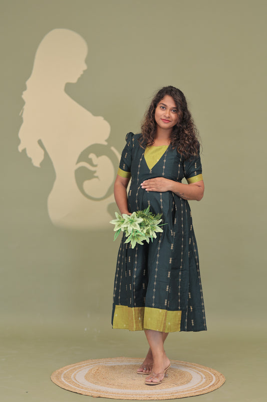 EMERALD HEART-RAW SILK GOWN