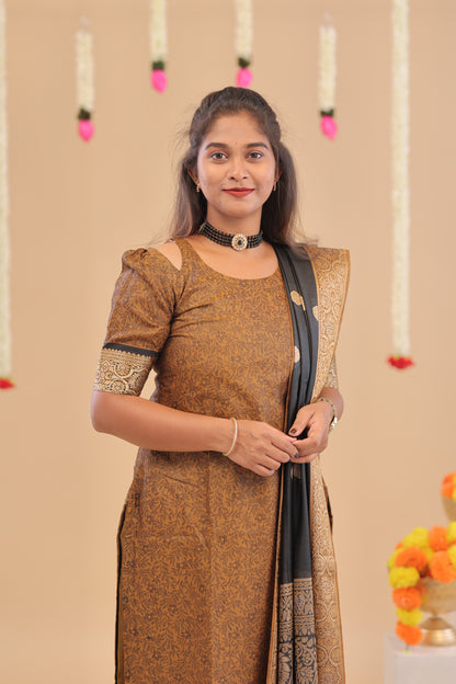 KANCHI-SILK COTTON-HONEY-BLACK