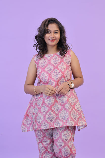 SUNNY-FLORAL-cotton co-ord-PINK MUGHAL