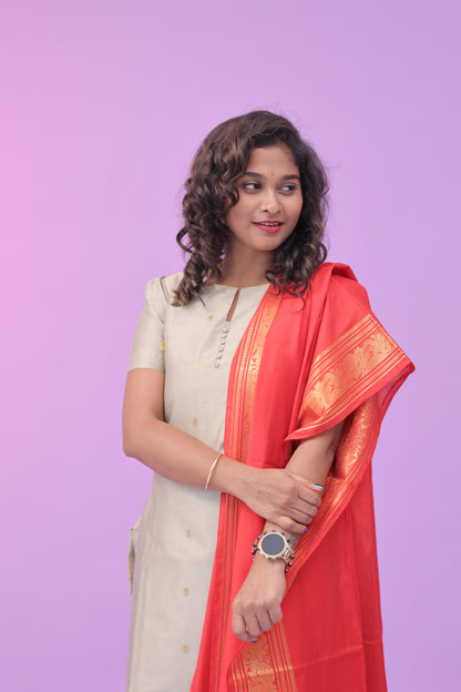 Chandrika - Tussar Kurti set - BEIGE
