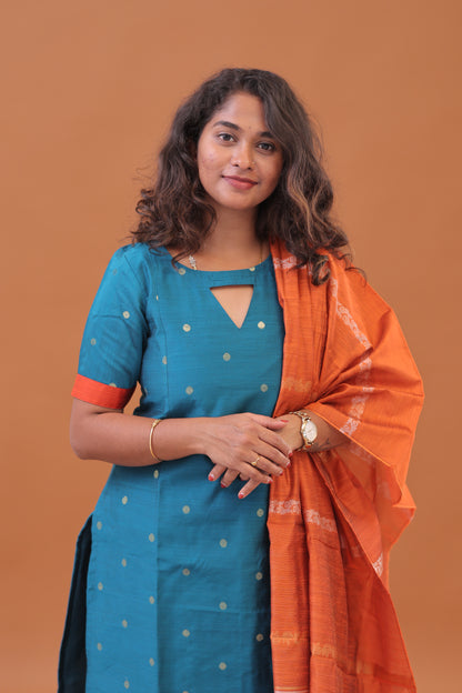 RAW SILK -TEAL GREEN SUIT