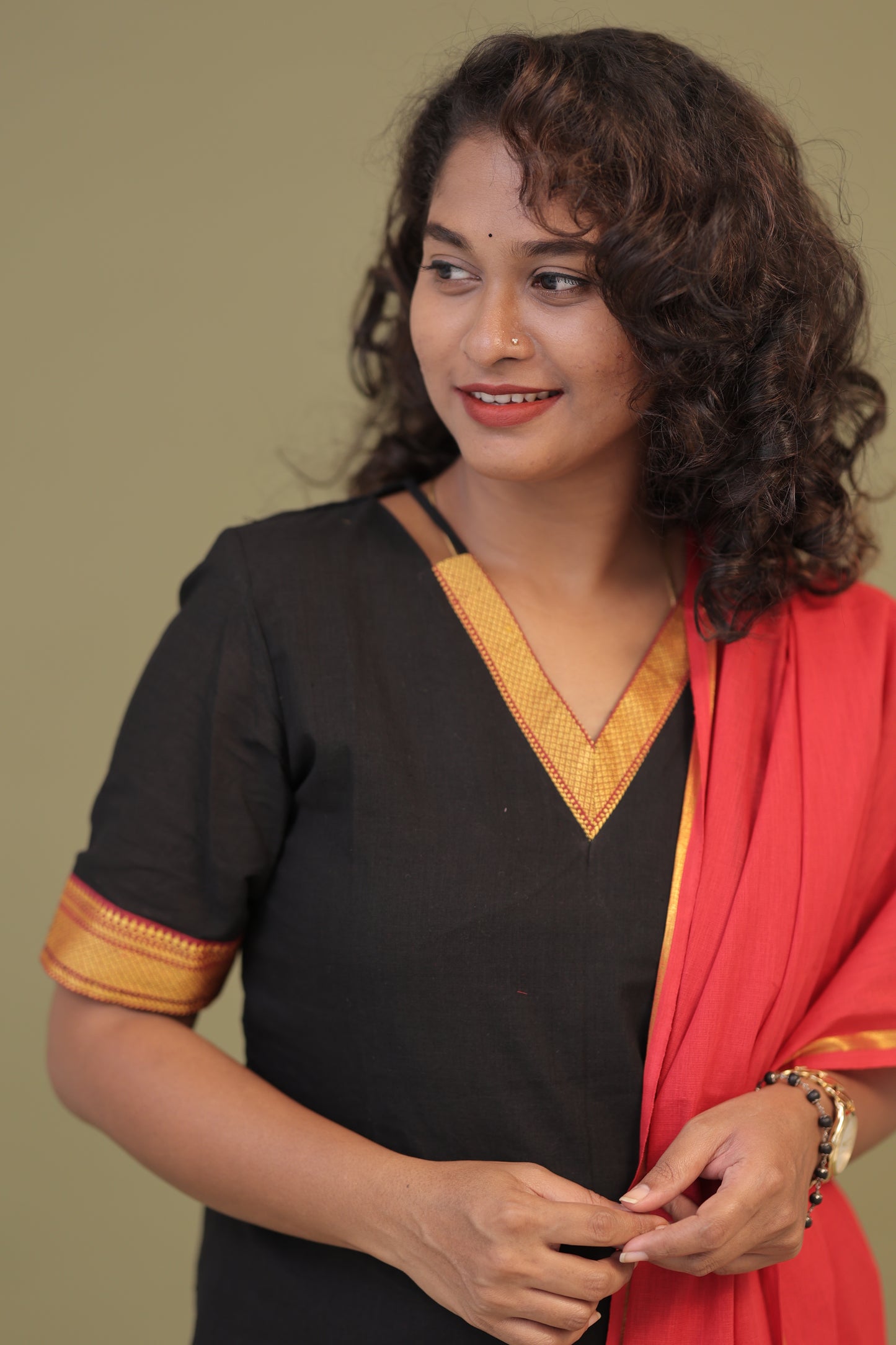 DHANALAKSHMI -BLACK KURTA SET