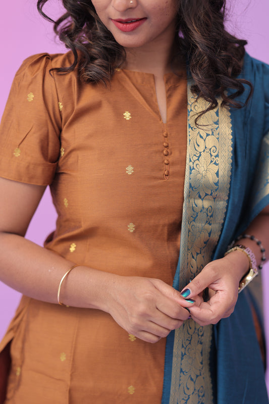 Chandrika - Tussar Kurti set - GOLDEN