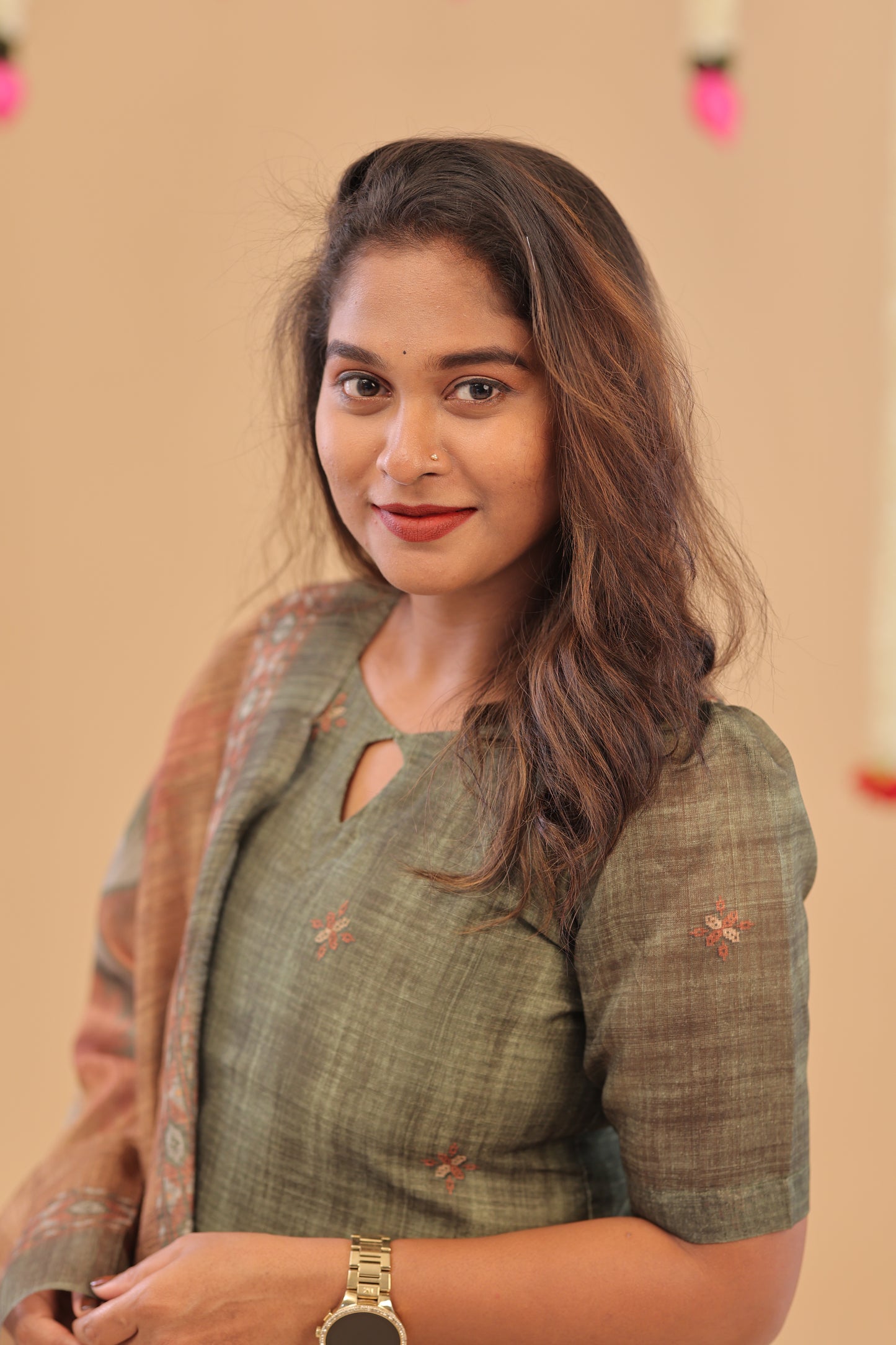 SEMI JUTE - OLIVE MUSTARD Kurti set