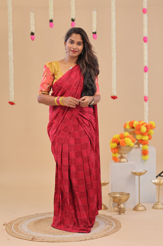 HALF SAREE-PINK CHECKS