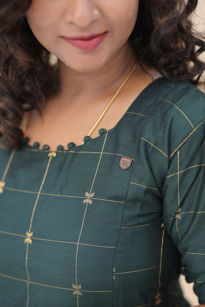 DARKGREEN SILK GOWN- plus size
