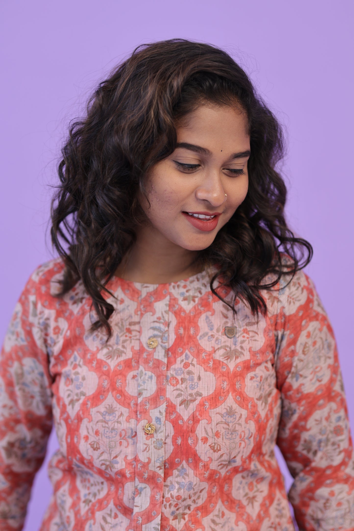 SUNNY-FLORAL-cotton co-ord-PEACH MUGHAL
