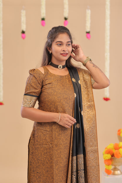 KANCHI-SILK COTTON-HONEY-BLACK