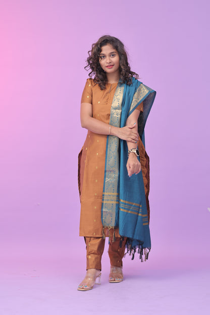 Chandrika - Tussar Kurti set - GOLDEN
