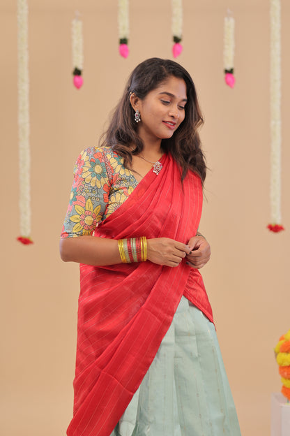 HALF SAREE-RED