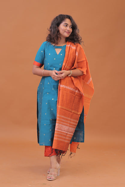 RAW SILK -TEAL GREEN SUIT
