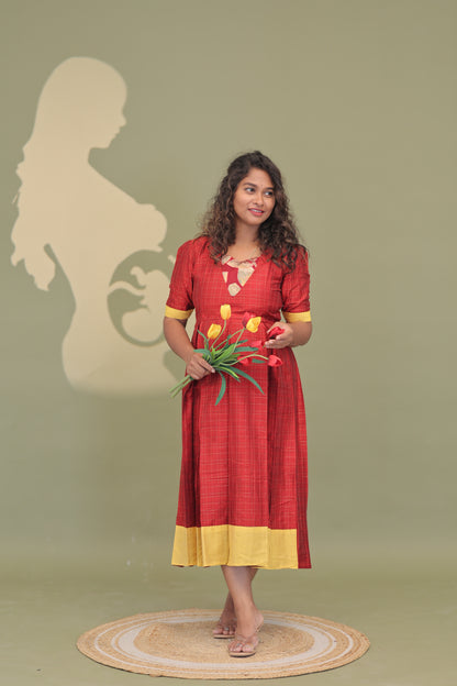 RED HEART-RAW SILK GOWN