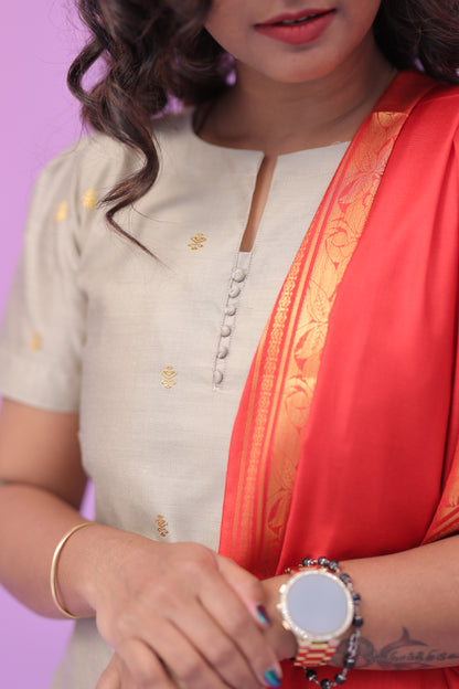 Chandrika - Tussar Kurti set - BEIGE