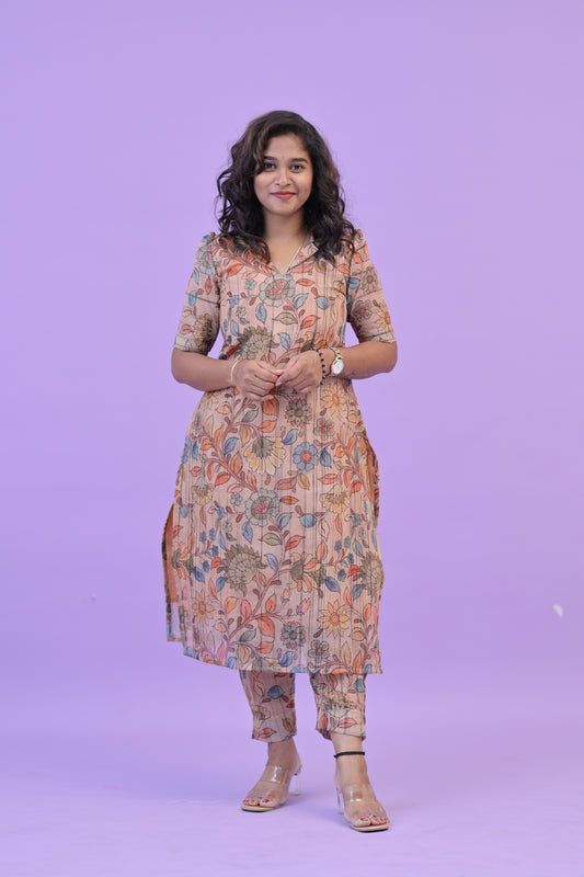 SUNNY-FLORAL-cotton co-ord-beige