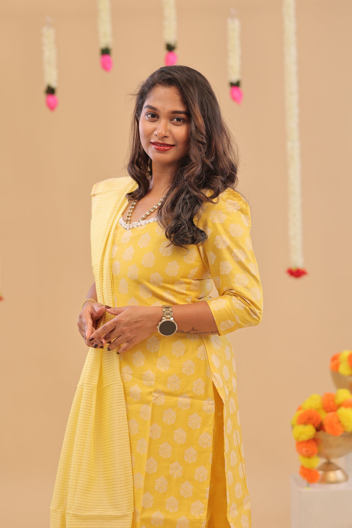 PREMIUM-YELLOW RAW SILK SUIT