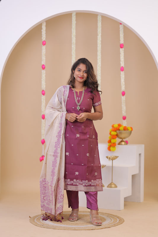 LUX-NIRANJANA-WINE-JAMDHANI-3 pc set