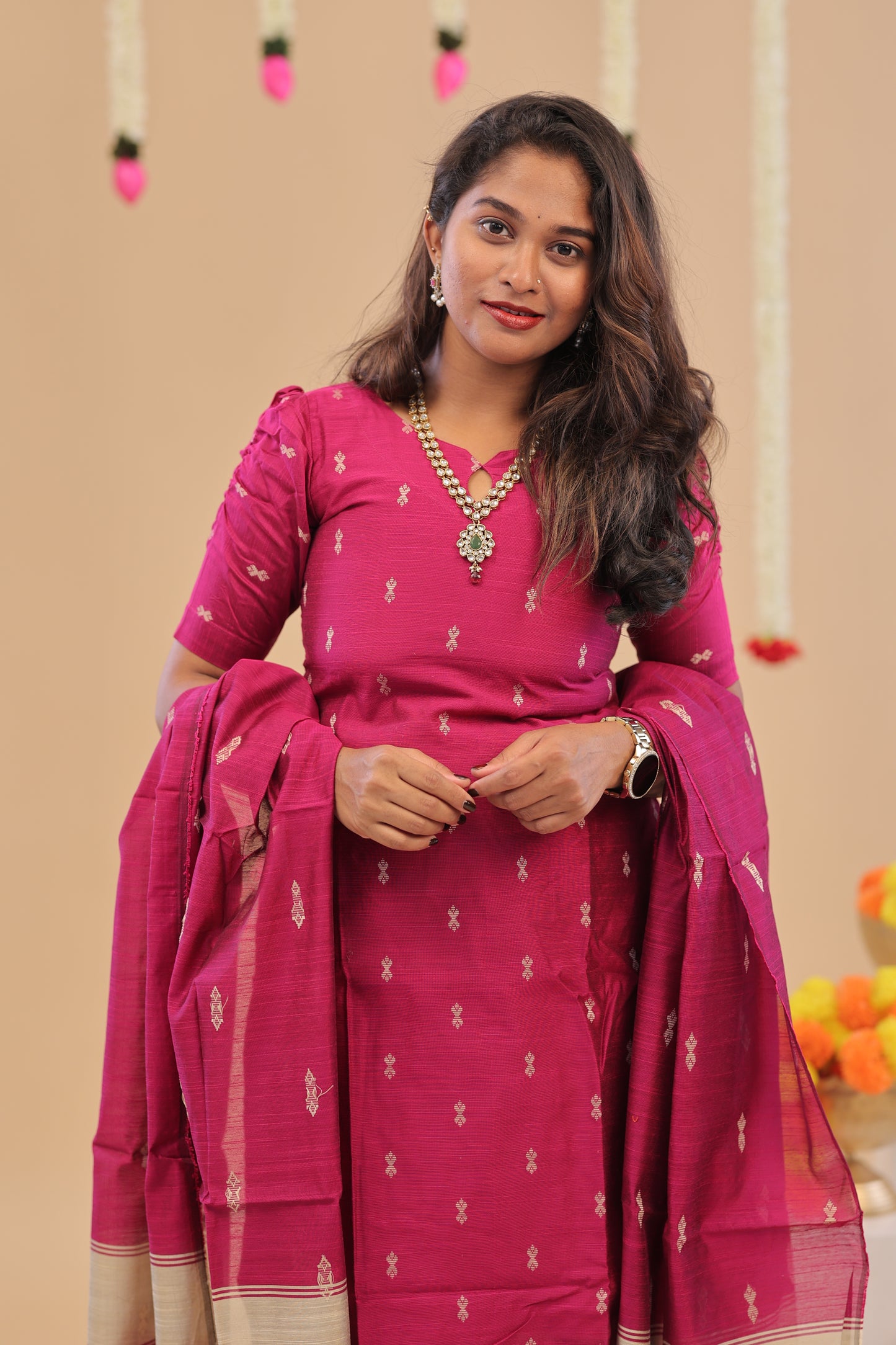 RAW SILK -MAGENTA SUIT