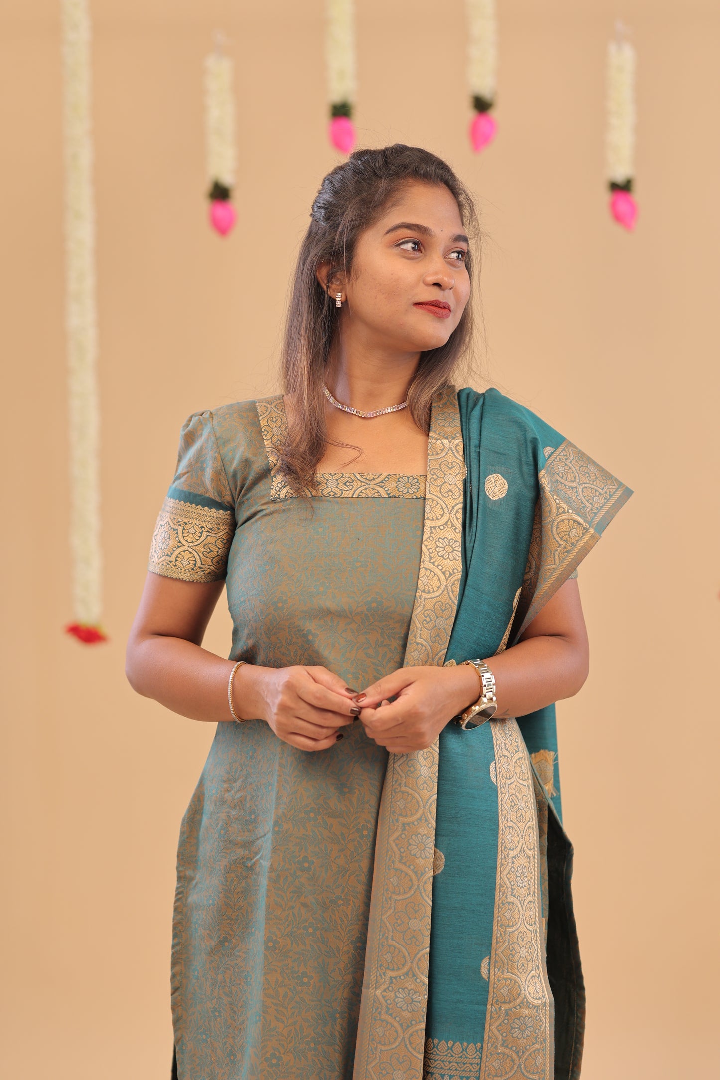 KANCHI-SILK COTTON-TEAL