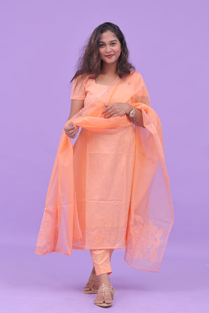 Orange-organza applique set