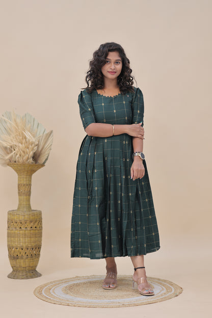 DARKGREEN SILK GOWN- plus size