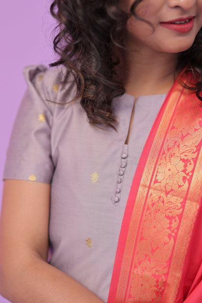 Chandrika - Tussar Kurti set - lavender