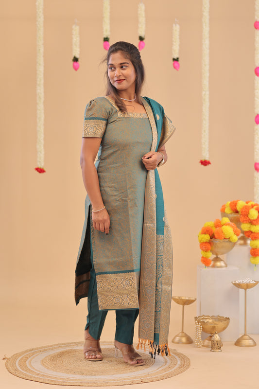 KANCHI-SILK COTTON-TEAL