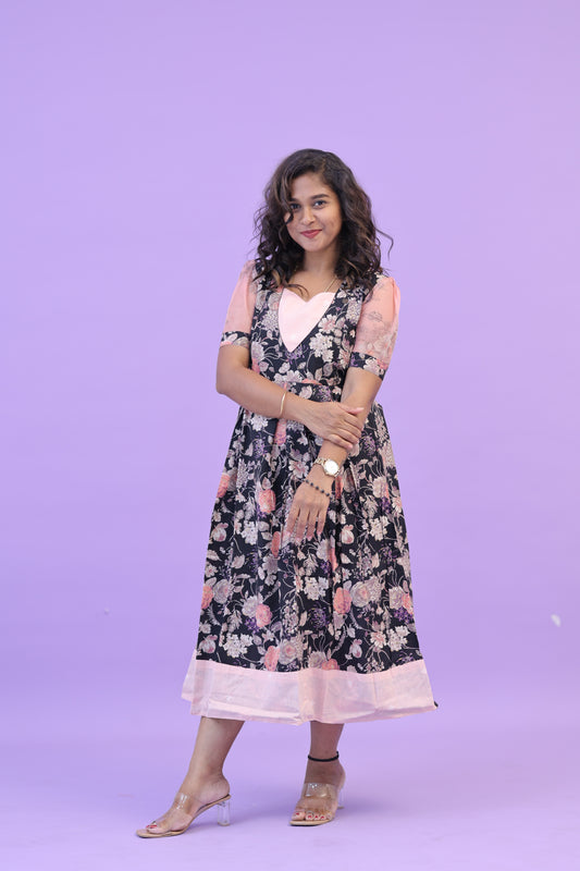 PIPING HOT - BLACK/PEACH-gown