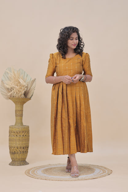 MUSTARD SILK GOWN- plus size