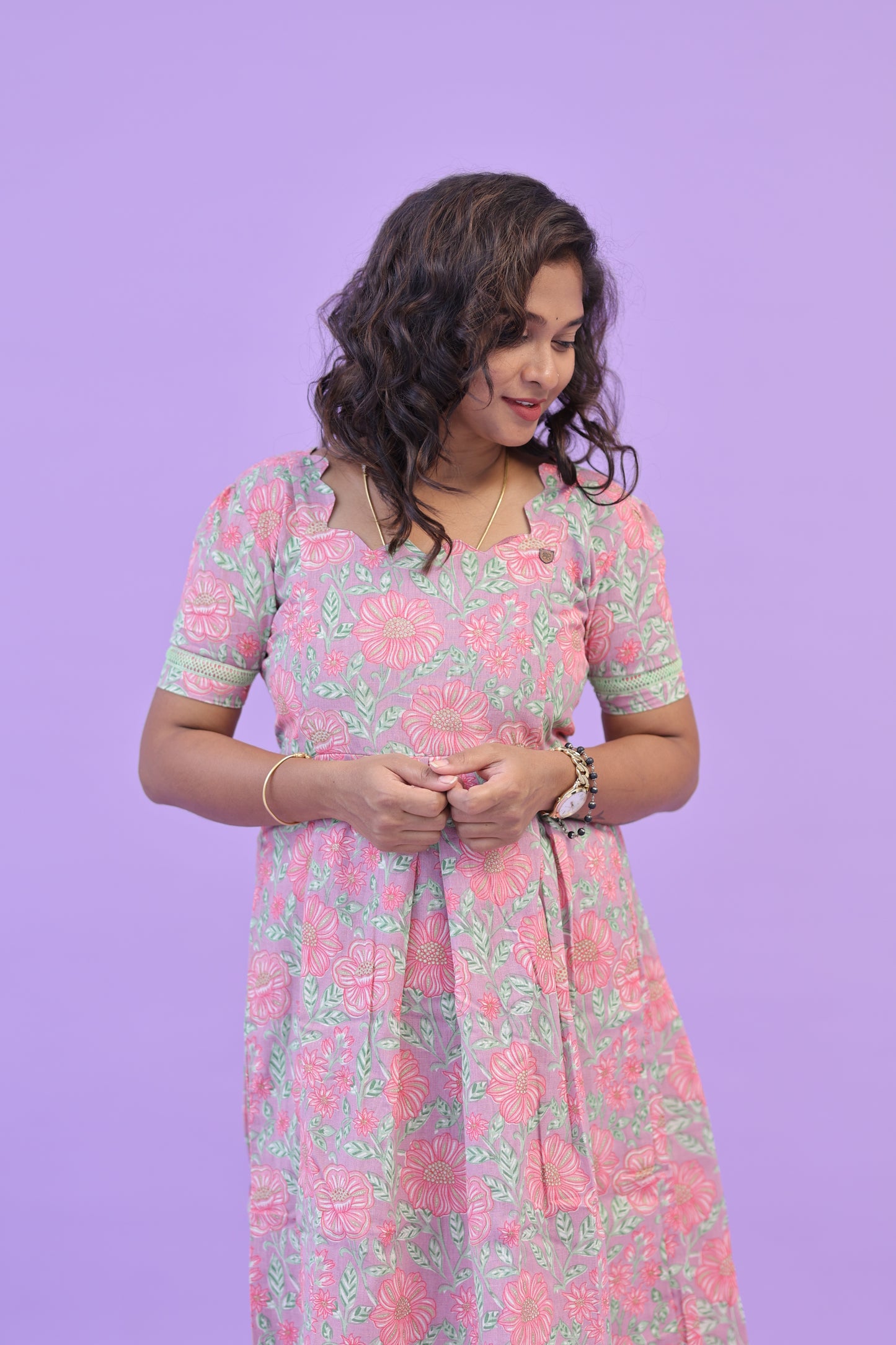 PIPING HOT - PINK FLORAL-gown