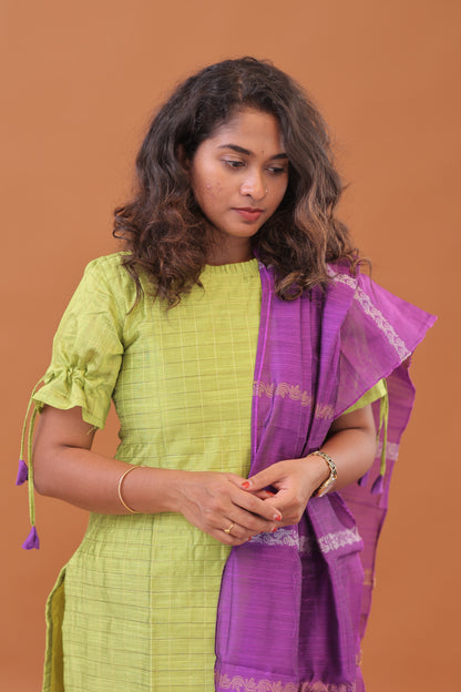 RAW SILK -PARROT GREEN SUIT