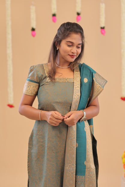KANCHI-SILK COTTON-TEAL