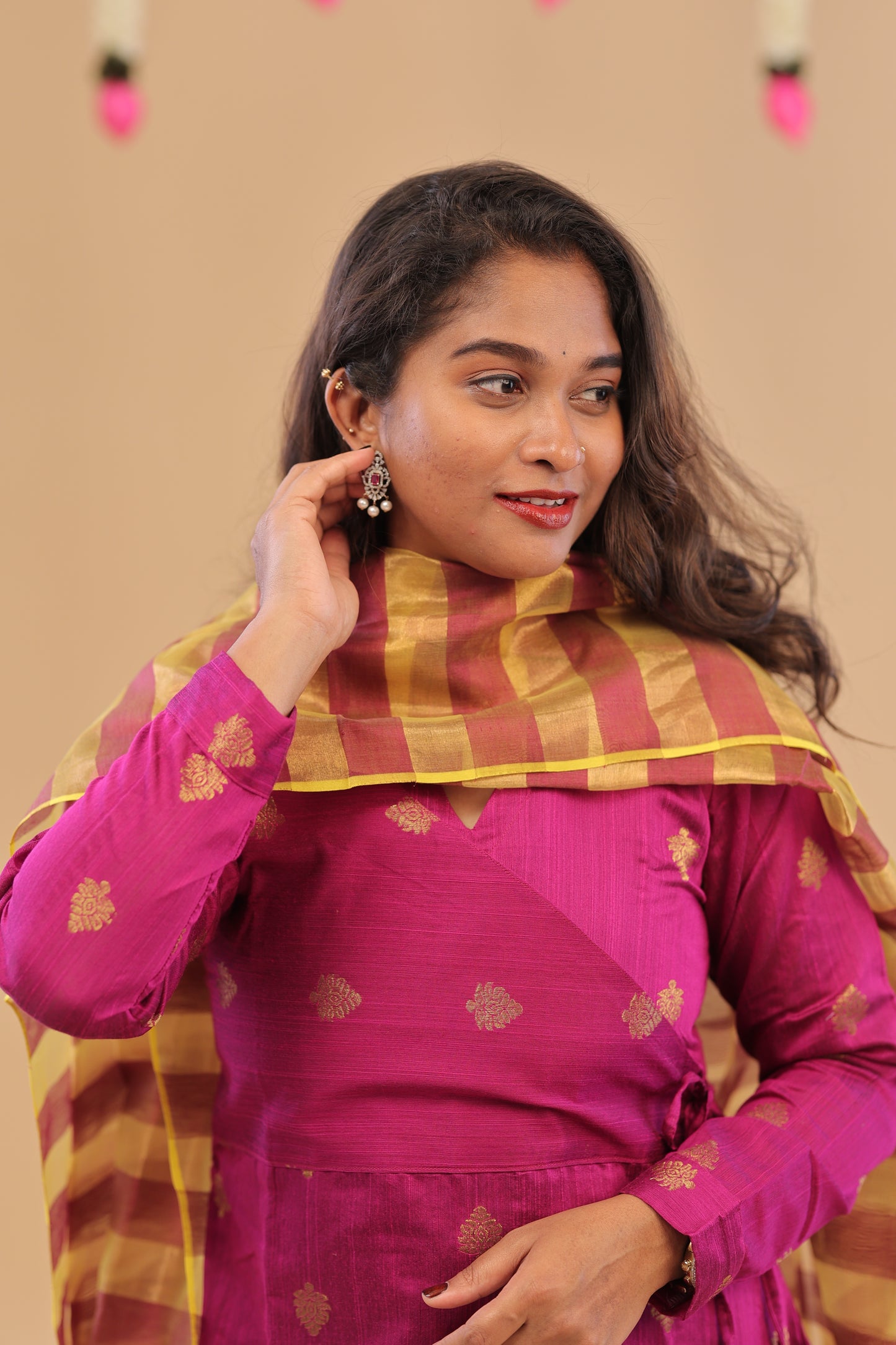 PREMIUM-MAGENTA RAW SILK SUIT