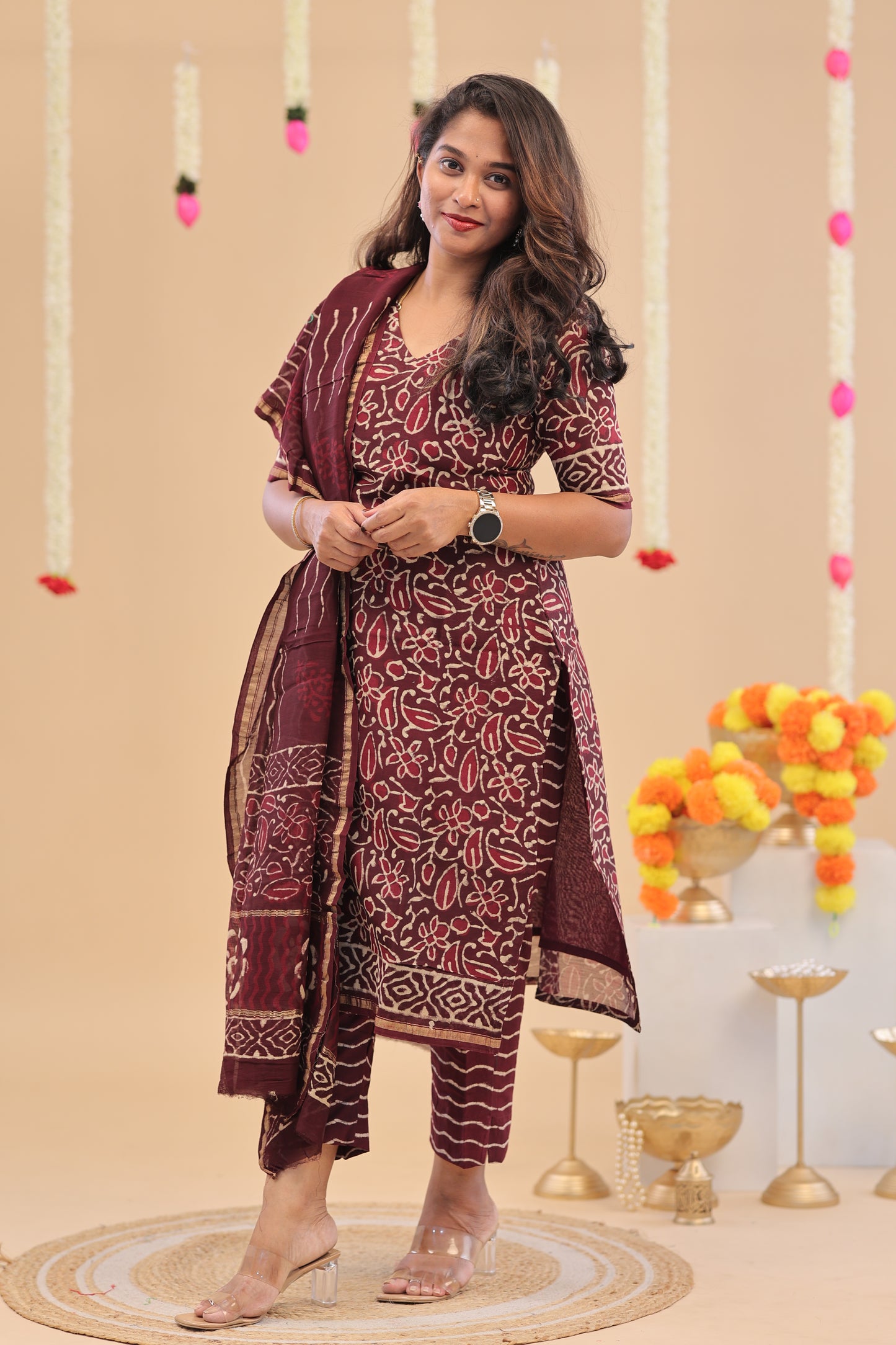 Premium -Wine- Chanderi suit