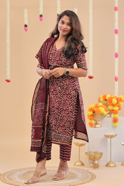 Premium -Wine- Chanderi suit