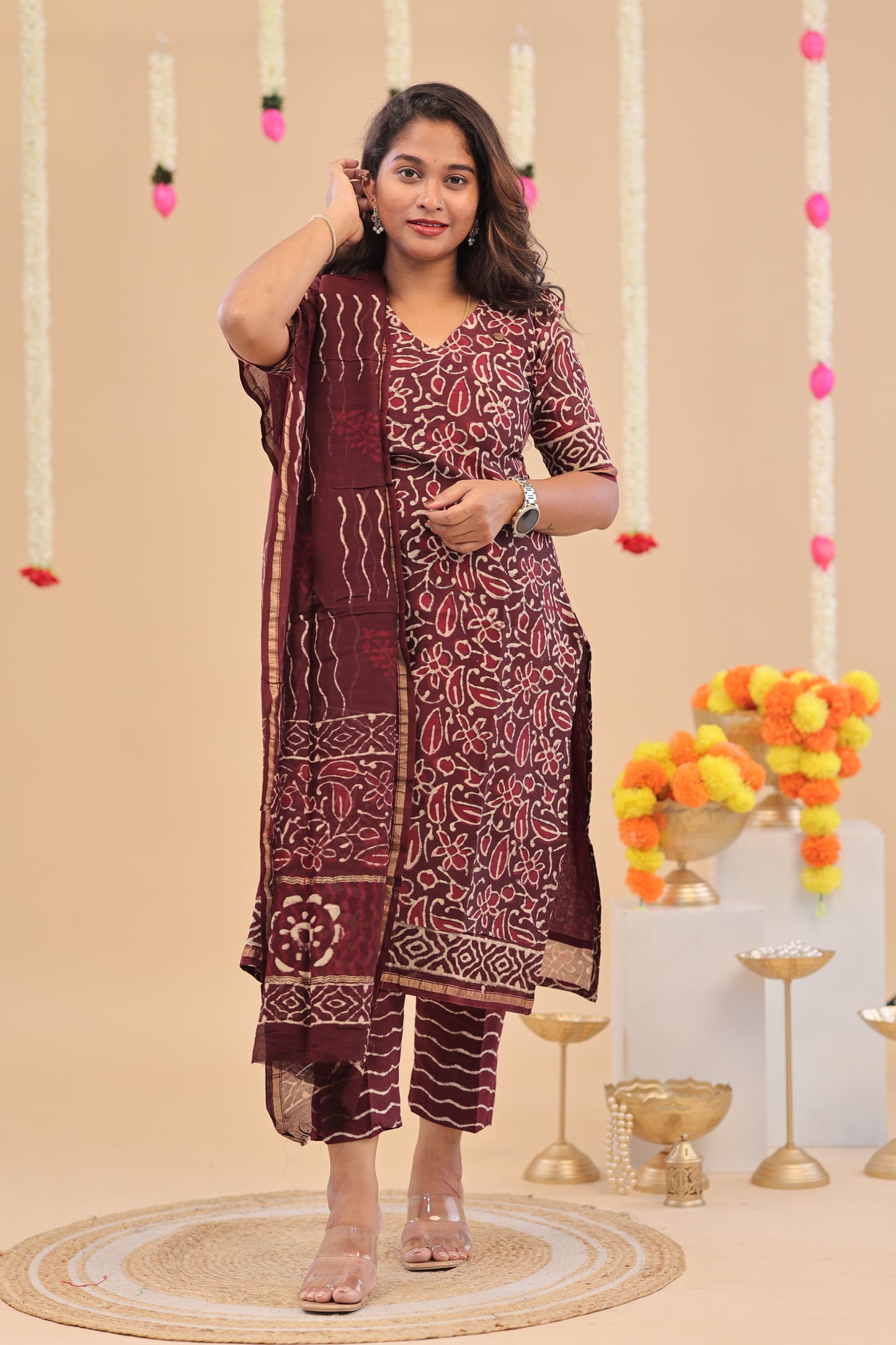Premium -Wine- Chanderi suit