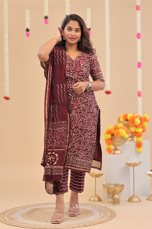 Premium -Wine- Chanderi suit