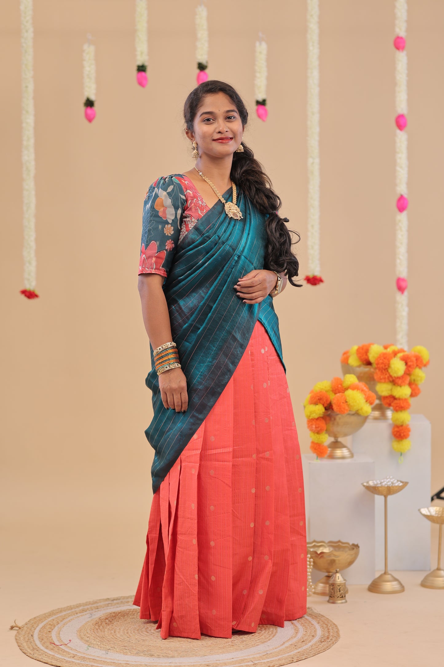 HALF SAREE- TEAL