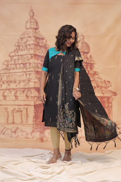NILA - Black DUBION kurta & DUPPATA